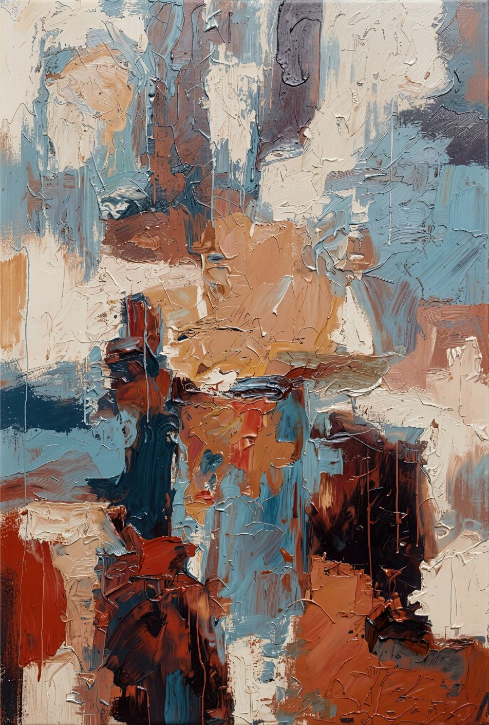 Earth and Sky Blocks painting, abstract style, ideal for living room spaces.