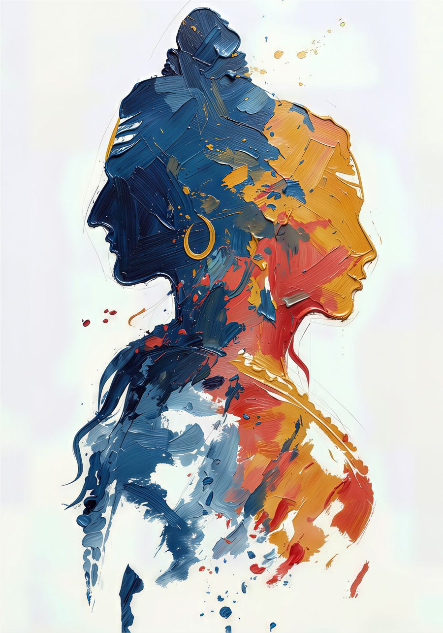 Saffron Profile painting, figurative style, ideal for bedroom spaces.