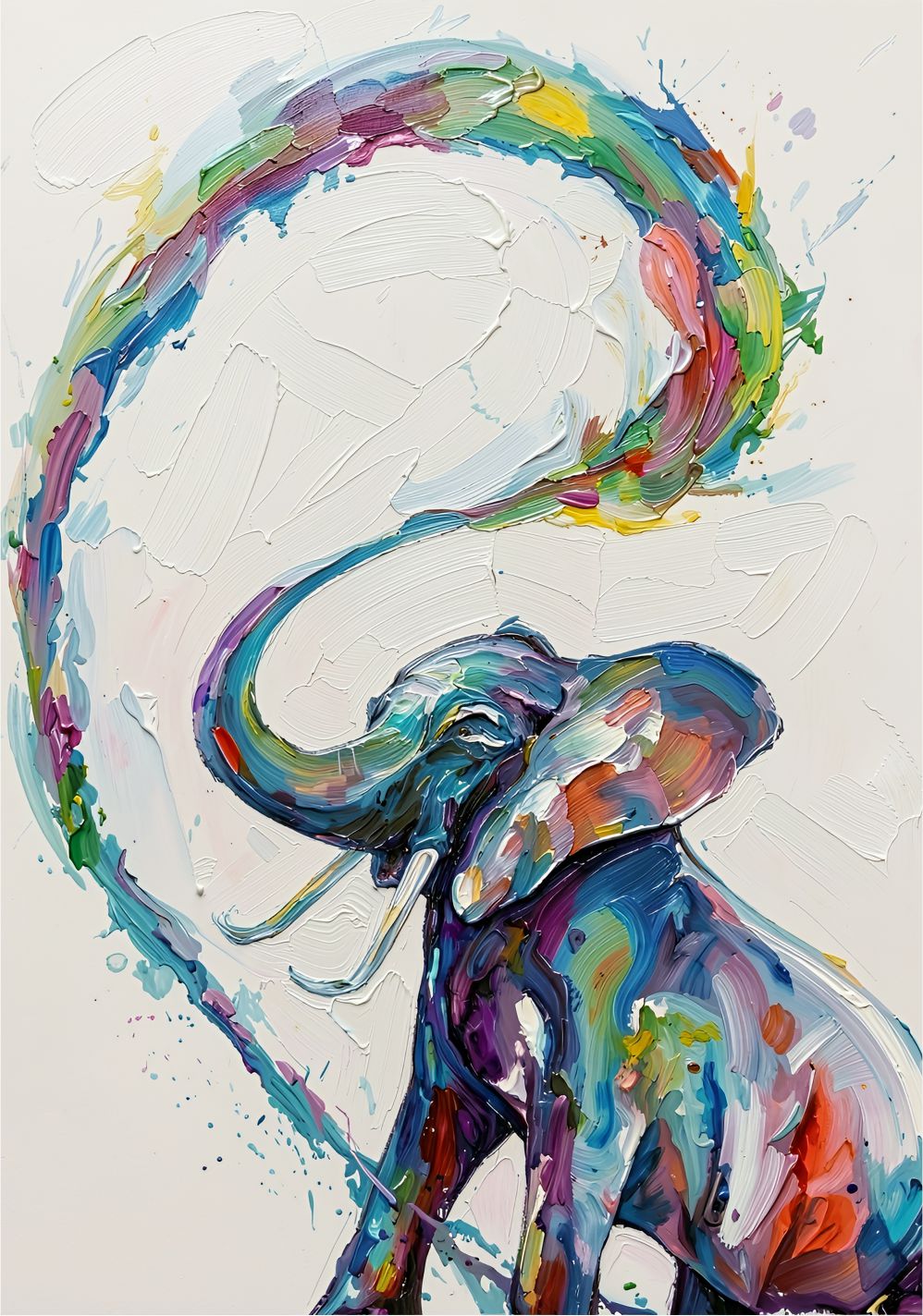 Elephant Arc painting, wildlife style, ideal for kids room spaces.