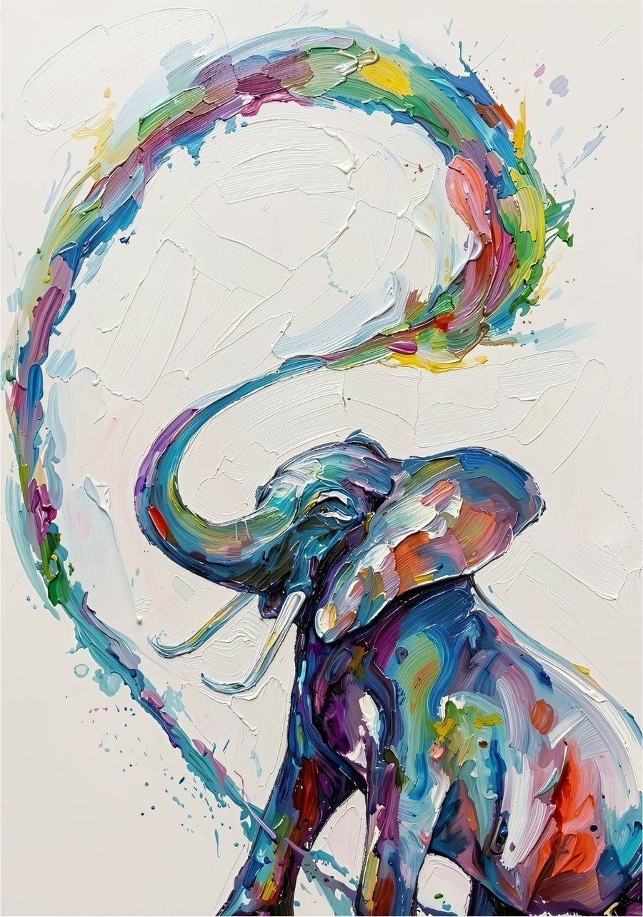 Elephant Arc painting, wildlife style, ideal for kids room spaces.