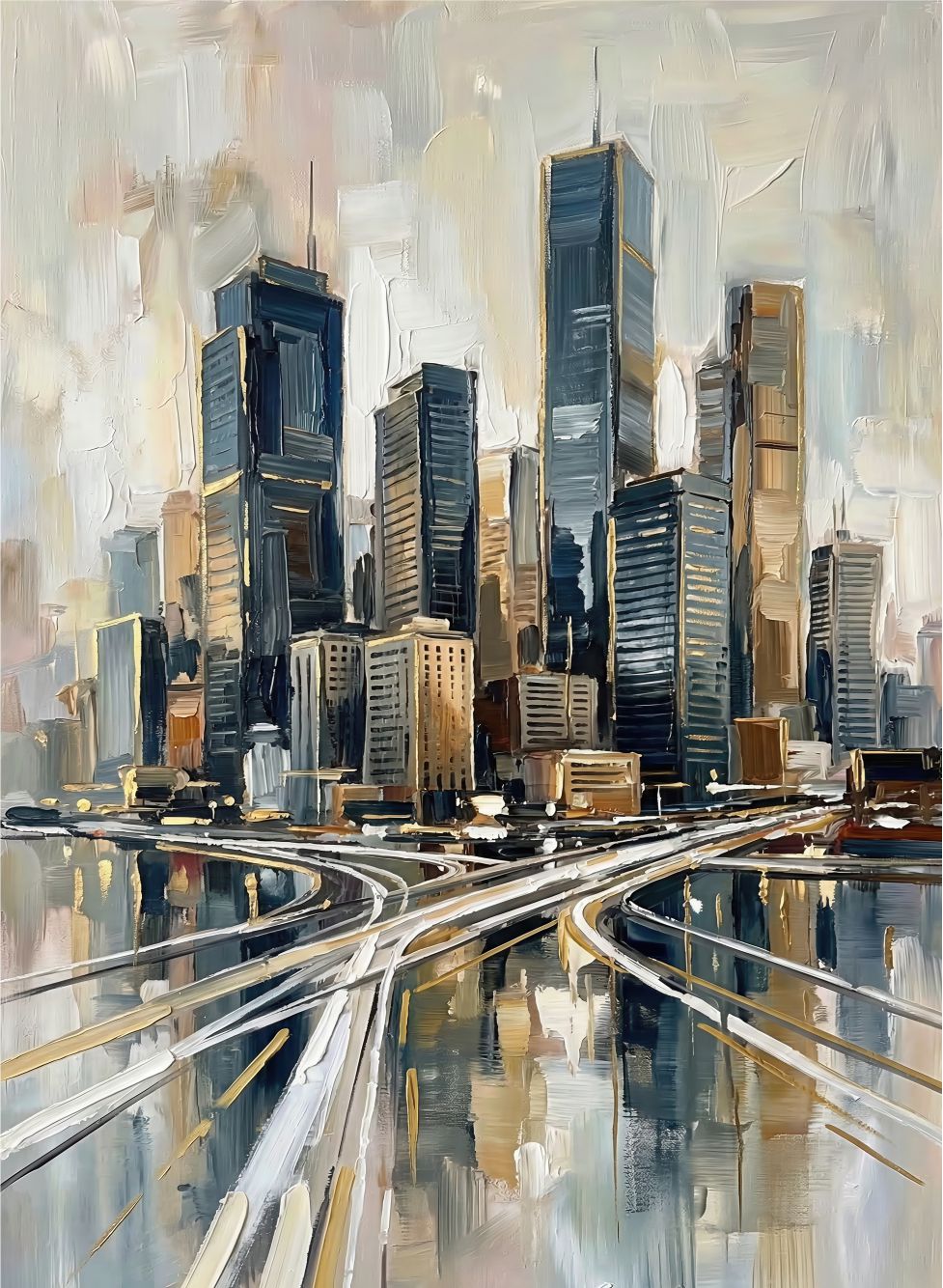 Metropolitan Lines painting, cityscape style, ideal for office spaces.