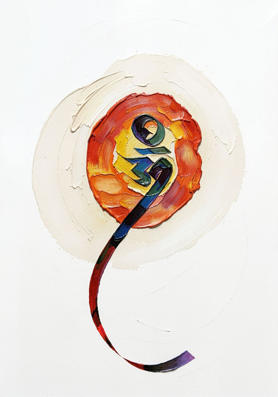 Symbol of Shakti painting, modern indian style, ideal for hallway spaces.