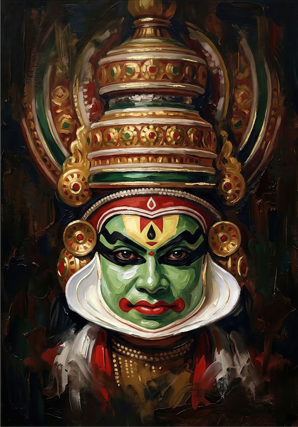 Kathakali Majesty painting, modern indian style, ideal for reception spaces.