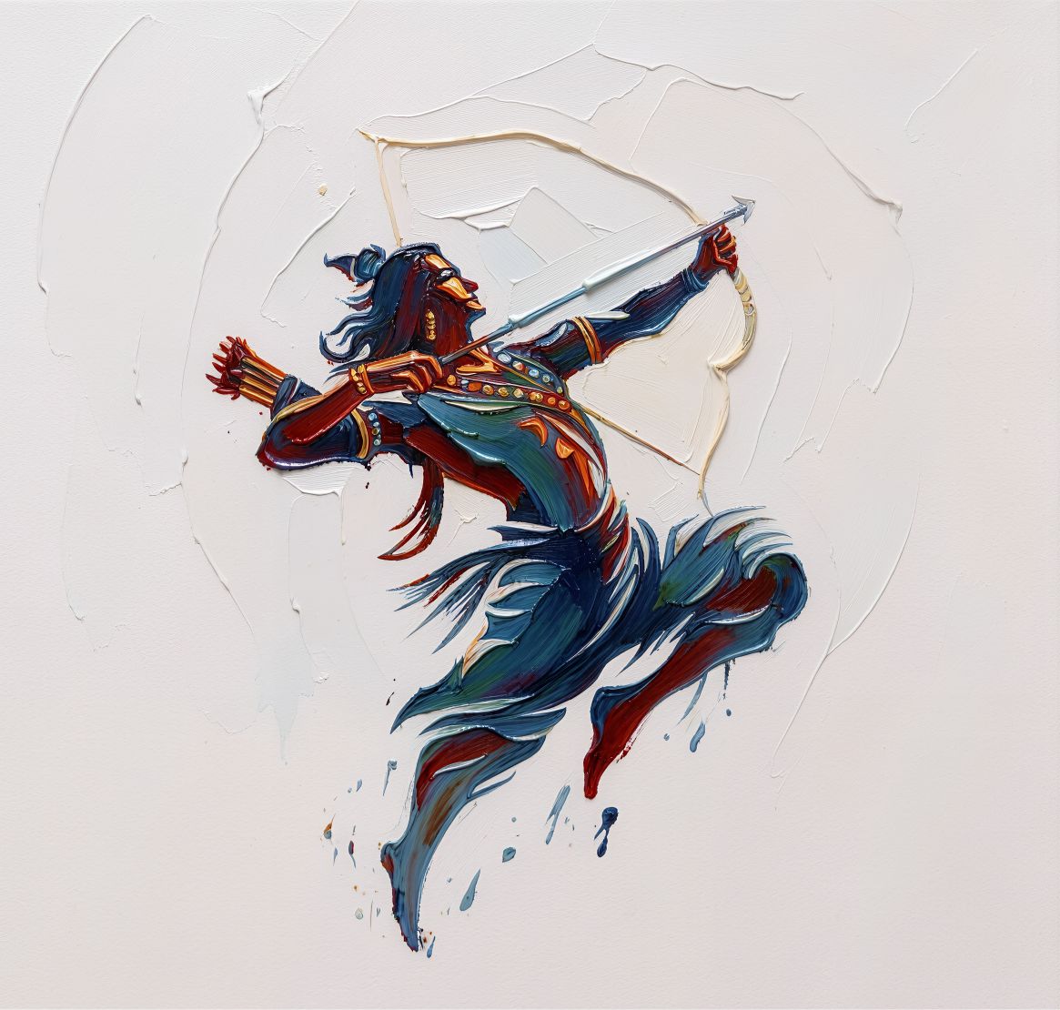 Archer in Motion painting, figurative style, ideal for hallway spaces.