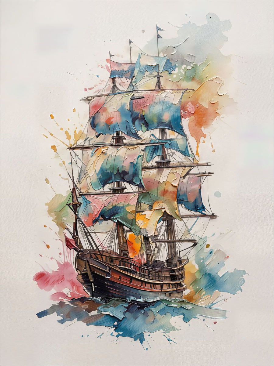 Watercolor Voyage painting, landscape style, ideal for office spaces.