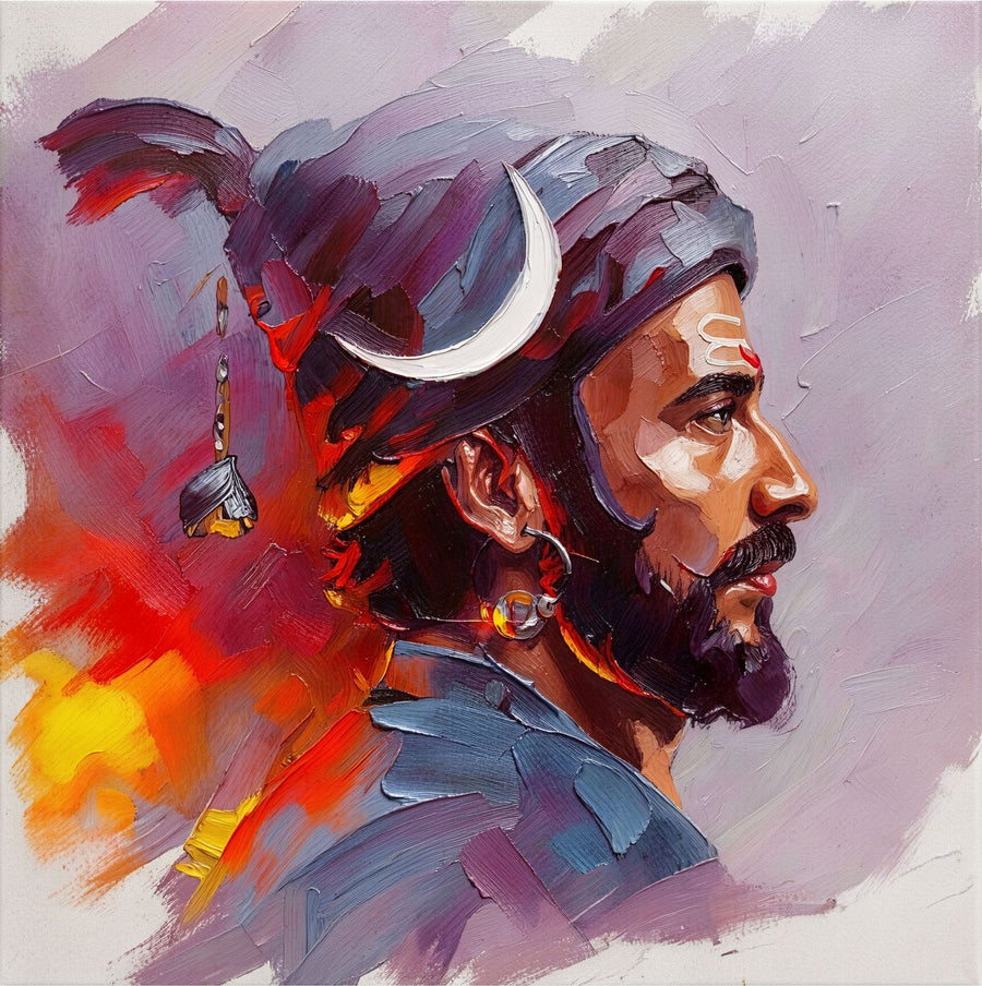 Maratha Resolve painting, modern indian style, ideal for cabin spaces.