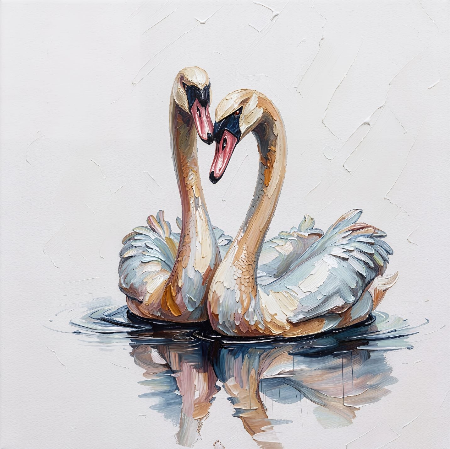 Swan Harmony painting, nature style, ideal for bedroom spaces.