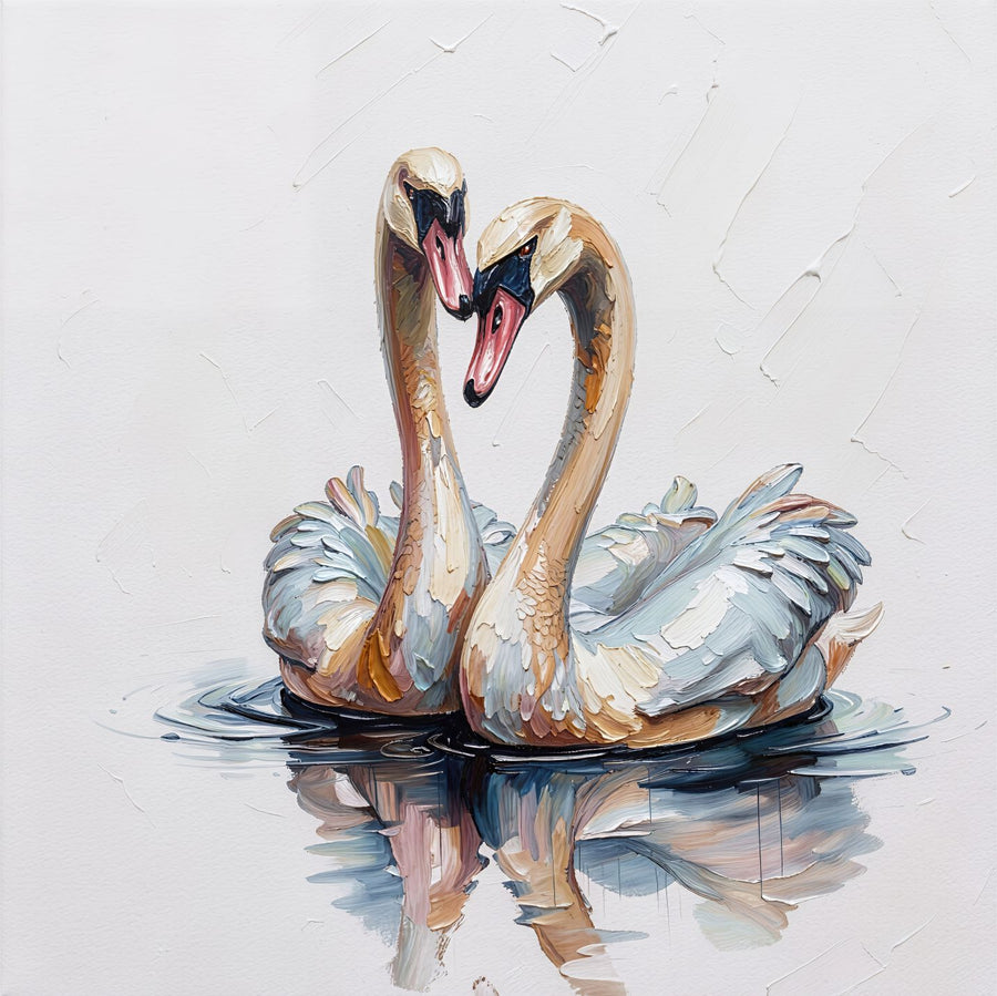 Swan Harmony painting, nature style, ideal for bedroom spaces.