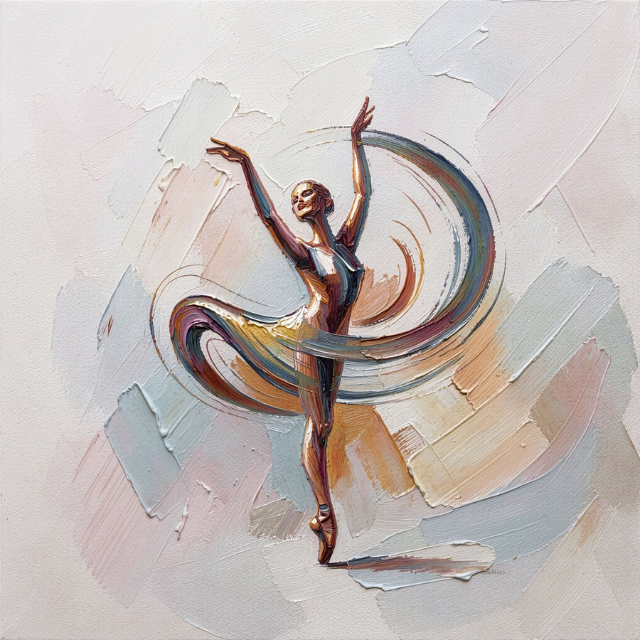 Spiral Pirouette painting, figurative style, ideal for living room spaces.