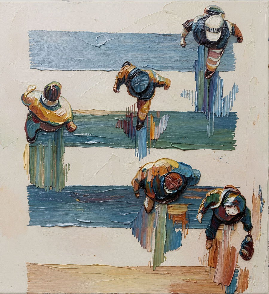 Seaside Steps painting, contemporary style, ideal for office spaces.