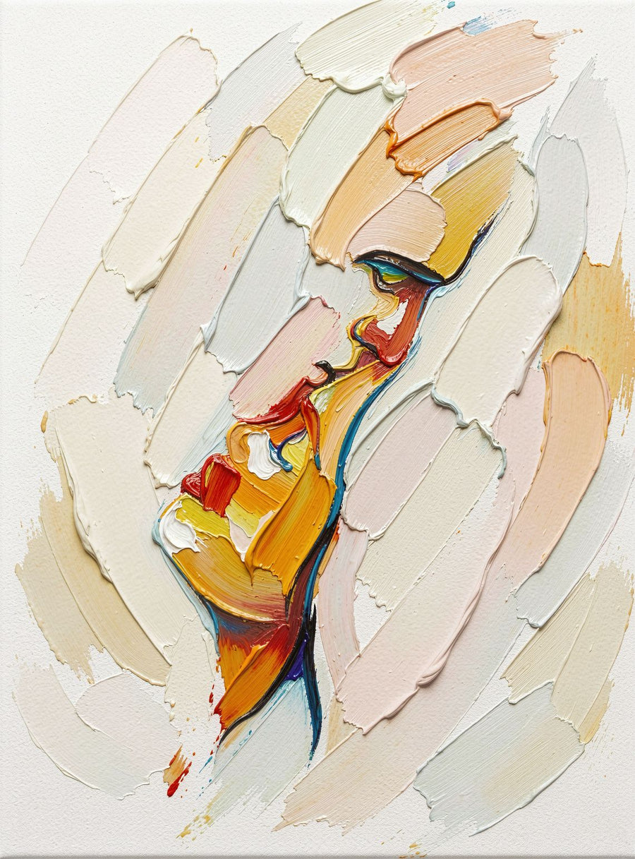 Raga Silhouette painting, figurative style, ideal for living room spaces.