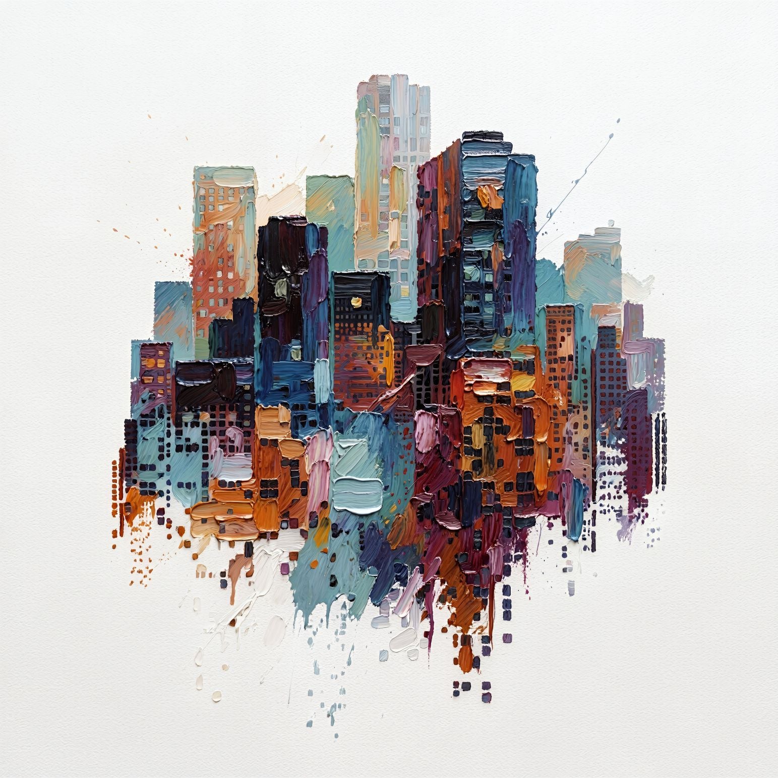 City Pulse painting, cityscape style, ideal for reception spaces.