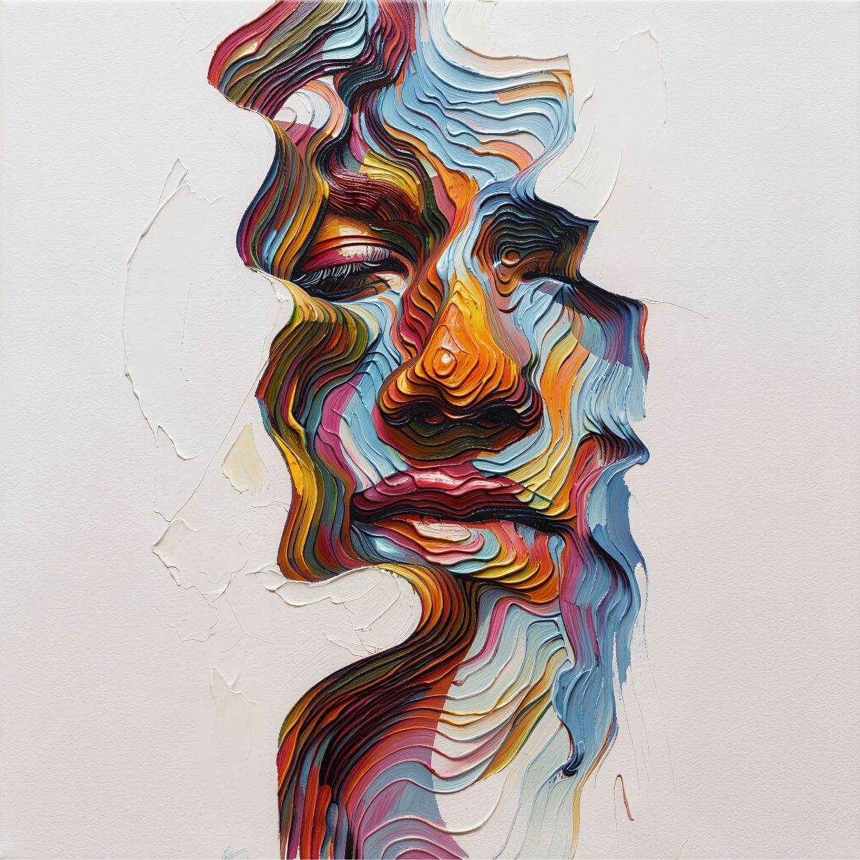 Fractured Profile painting, contemporary style, ideal for bedroom spaces.