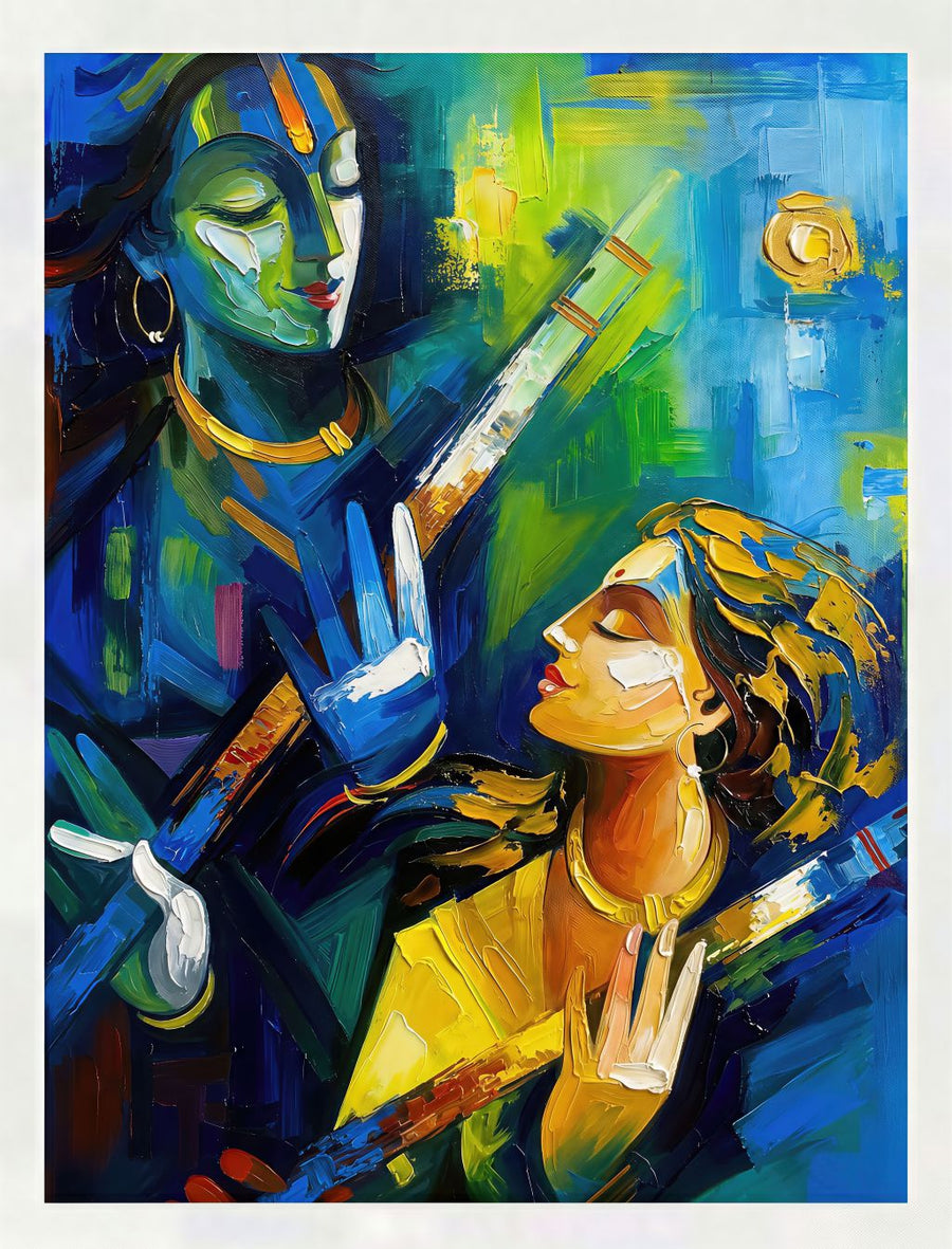 Nocturne Duet painting, figurative style, ideal for hospitality spaces.