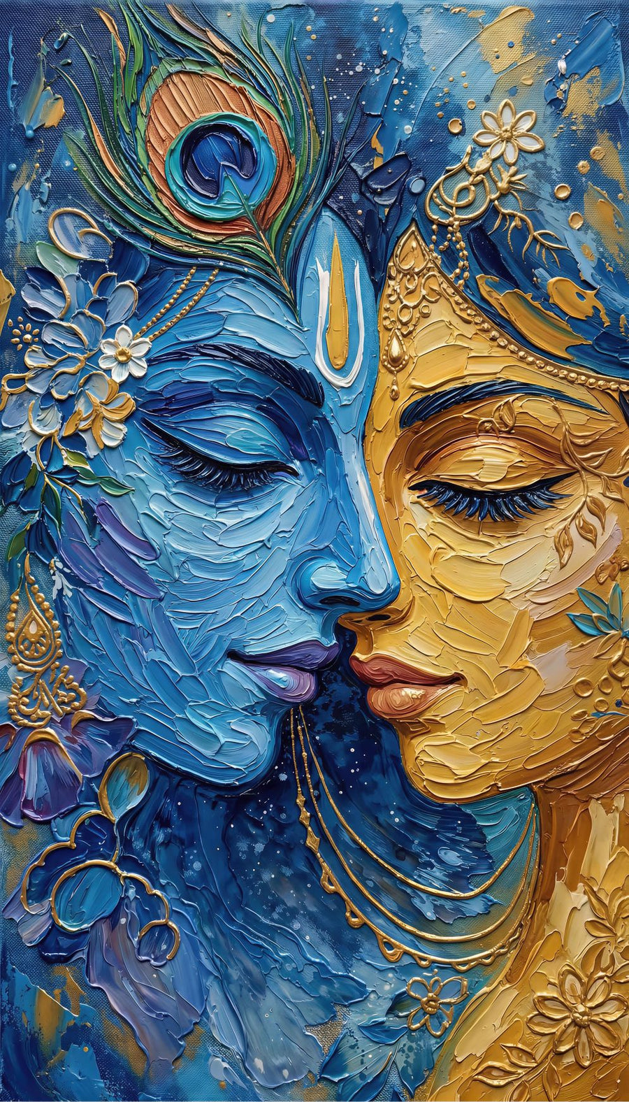 Radha Krishna Harmony painting, radha krishna style, ideal for prayer room spaces.