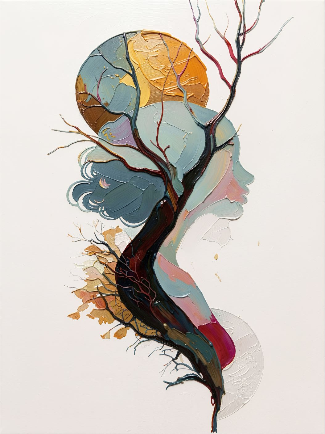 Arboreal Muse painting, contemporary style, ideal for bedroom spaces.