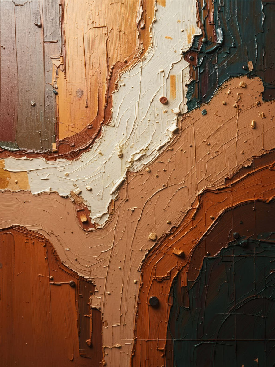 Earth Layer Relief painting, abstract style, ideal for living room spaces.