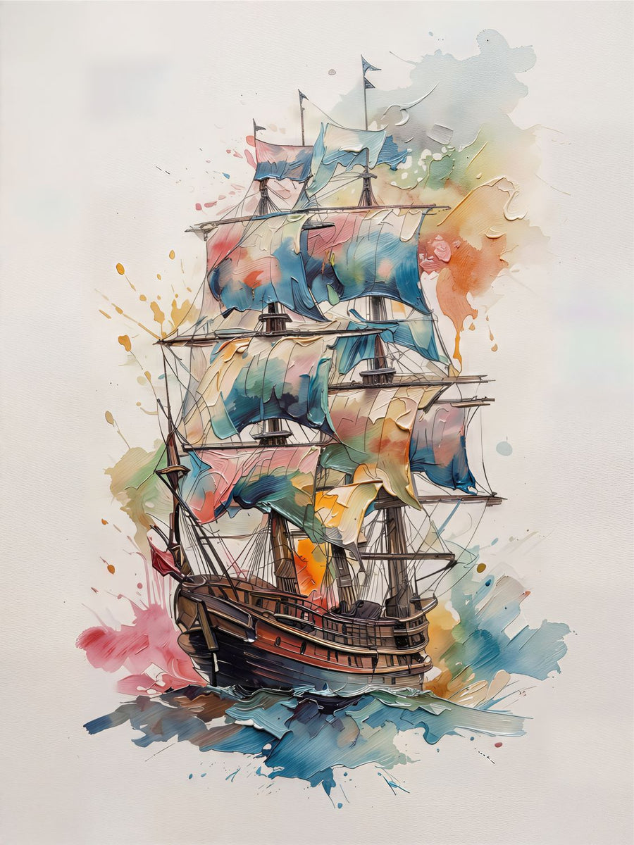 Sailing Reverie painting, landscape style, ideal for office spaces.