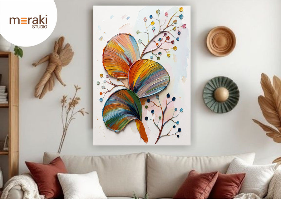 Butterfly Home Accent painting, nature style, ideal for living room spaces.