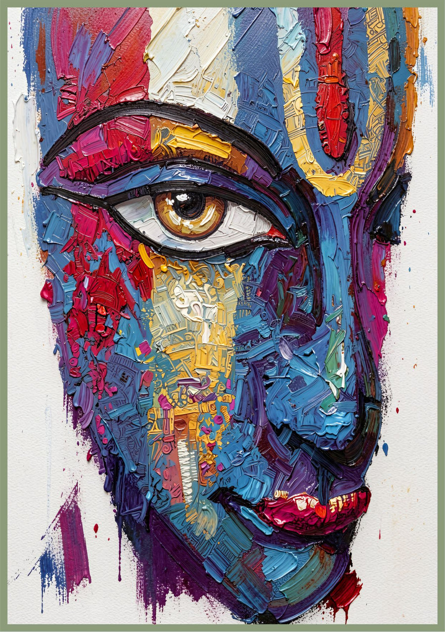 Chromatic Eye painting, contemporary style, ideal for living room spaces.