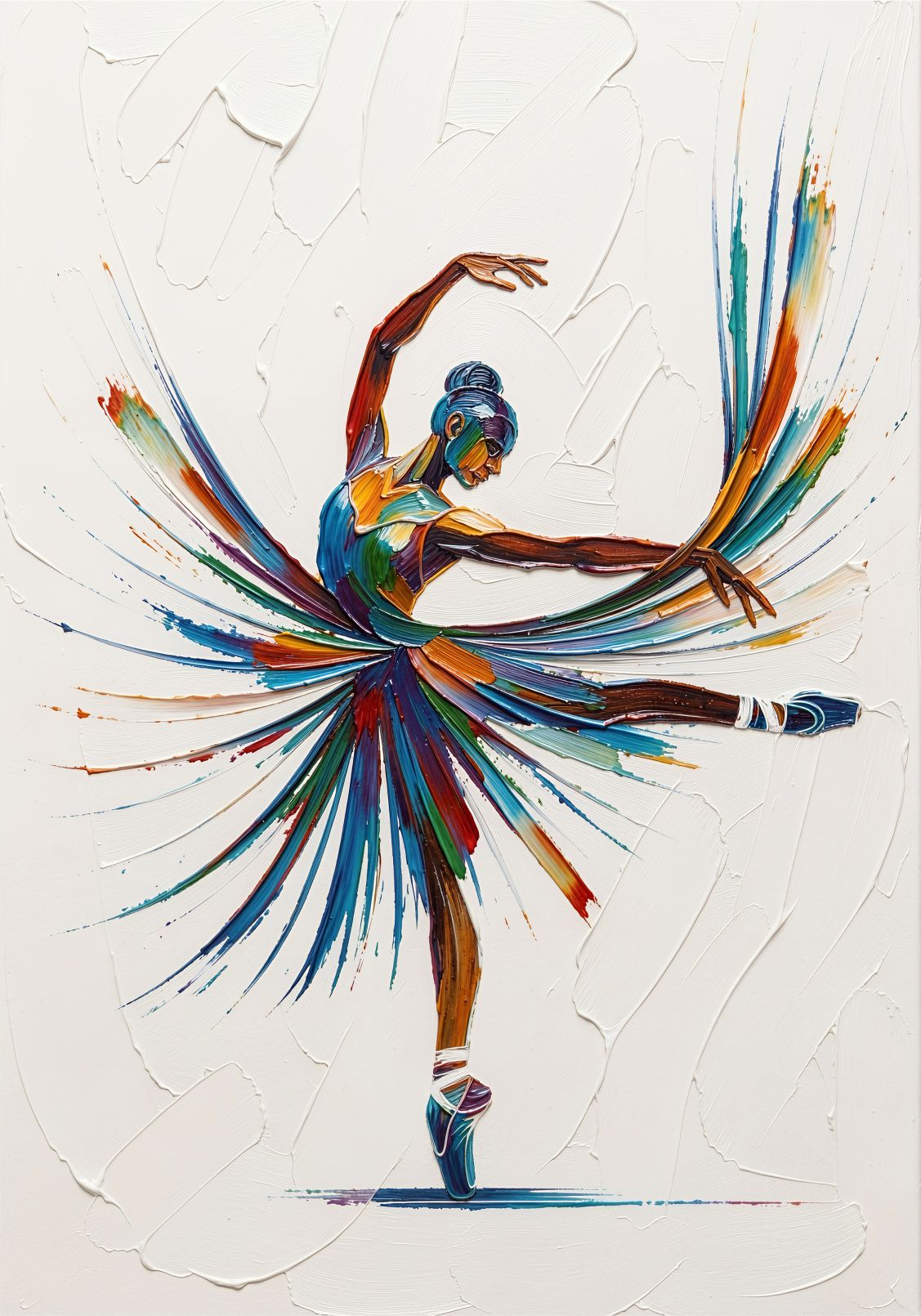 Ribbon Dancer painting, figurative style, ideal for living room spaces.