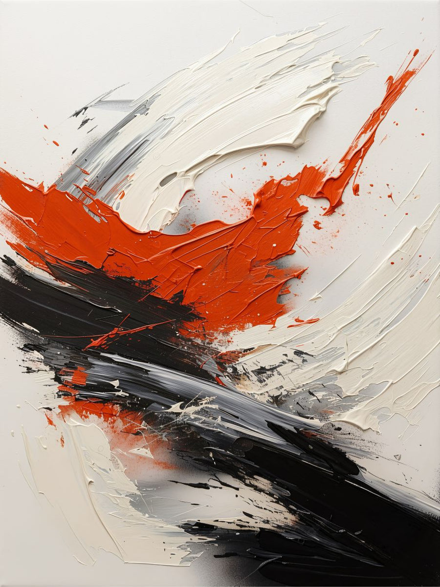 Crimson Sweep painting, abstract style, ideal for office spaces.