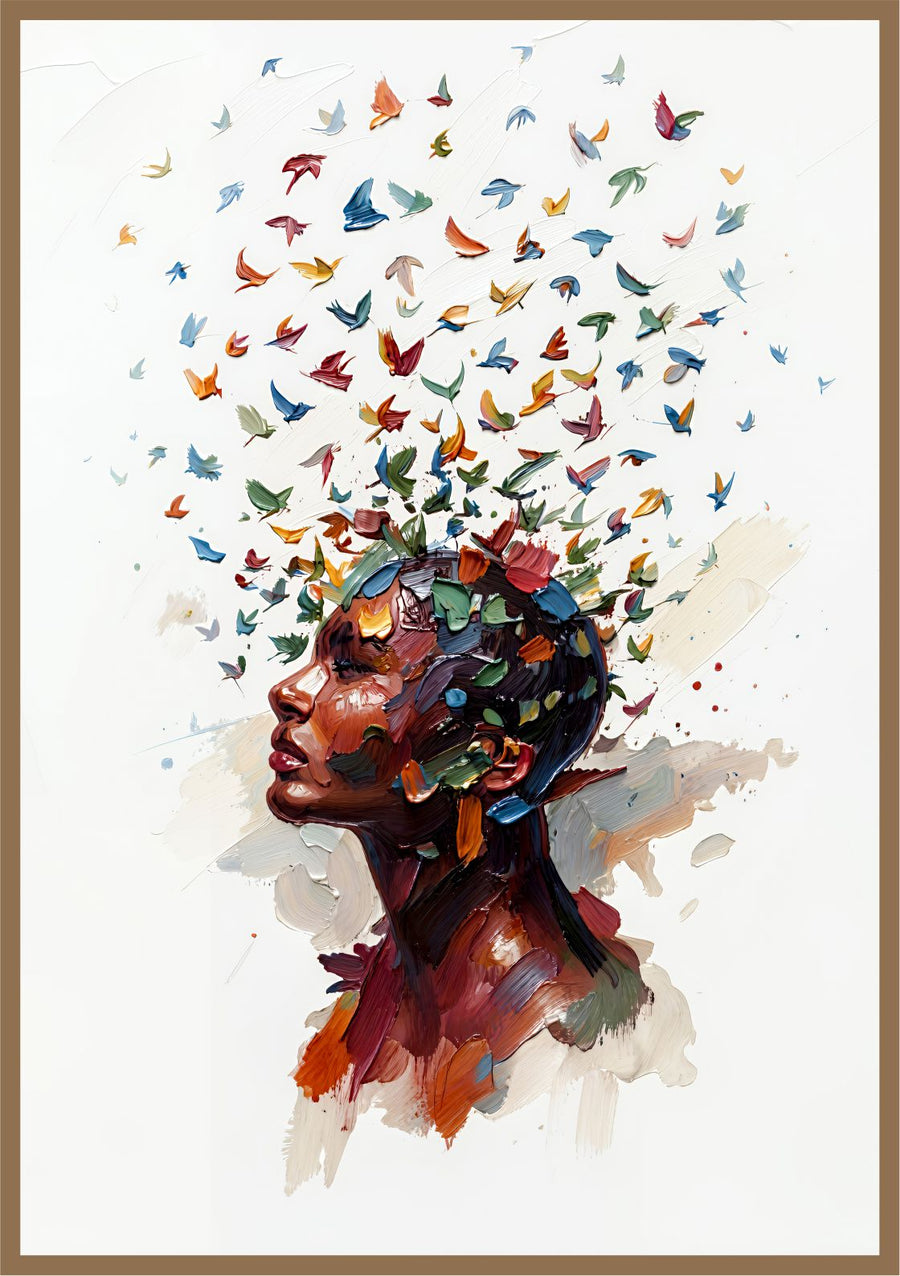Mind in Flight painting, figurative style, ideal for bedroom spaces.