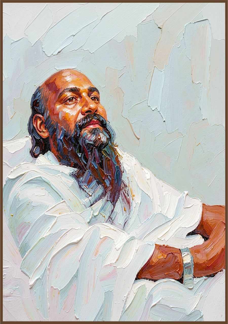 Sage in White painting, figurative style, ideal for office spaces.