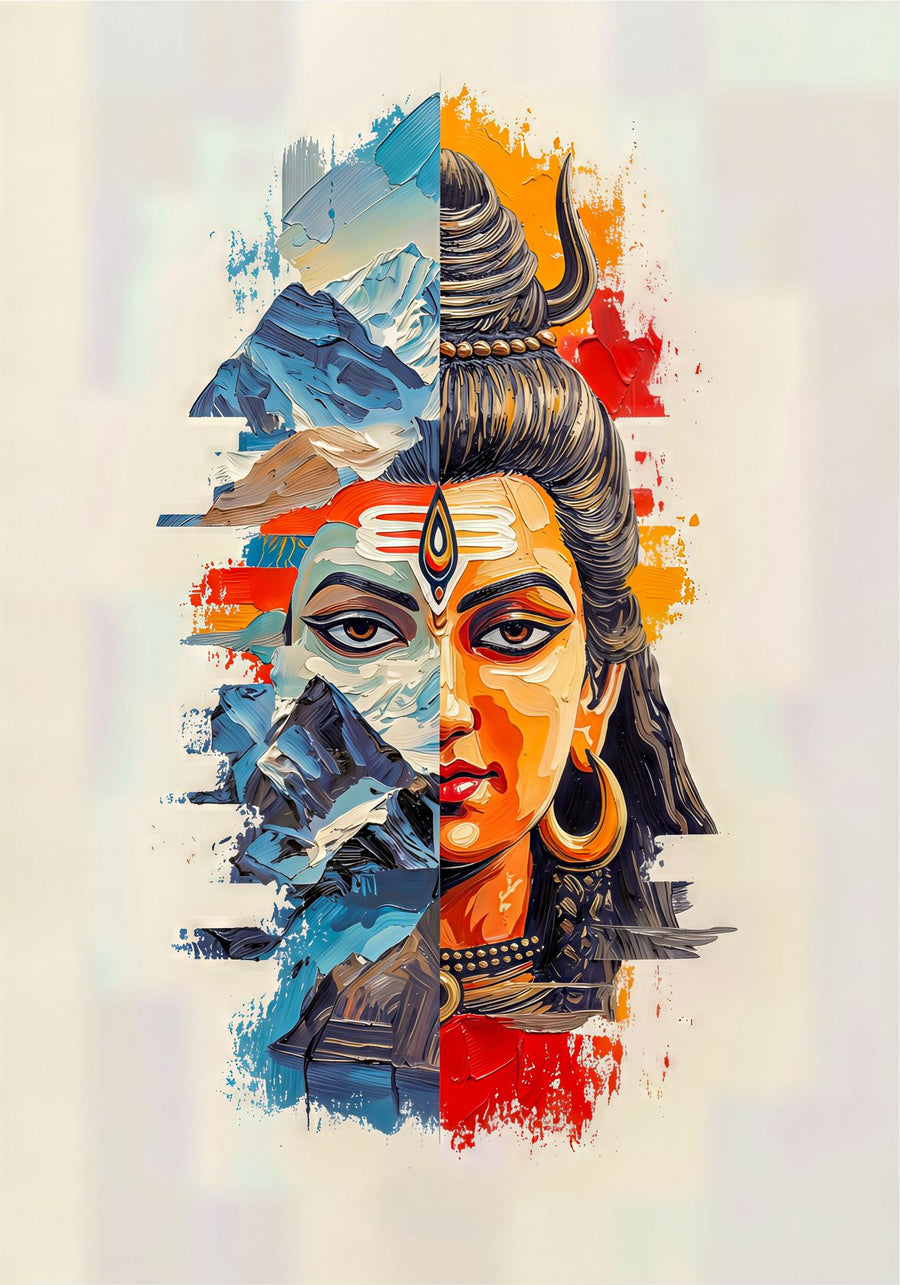 Shiva Fragment painting, spiritual style, ideal for prayer room spaces.