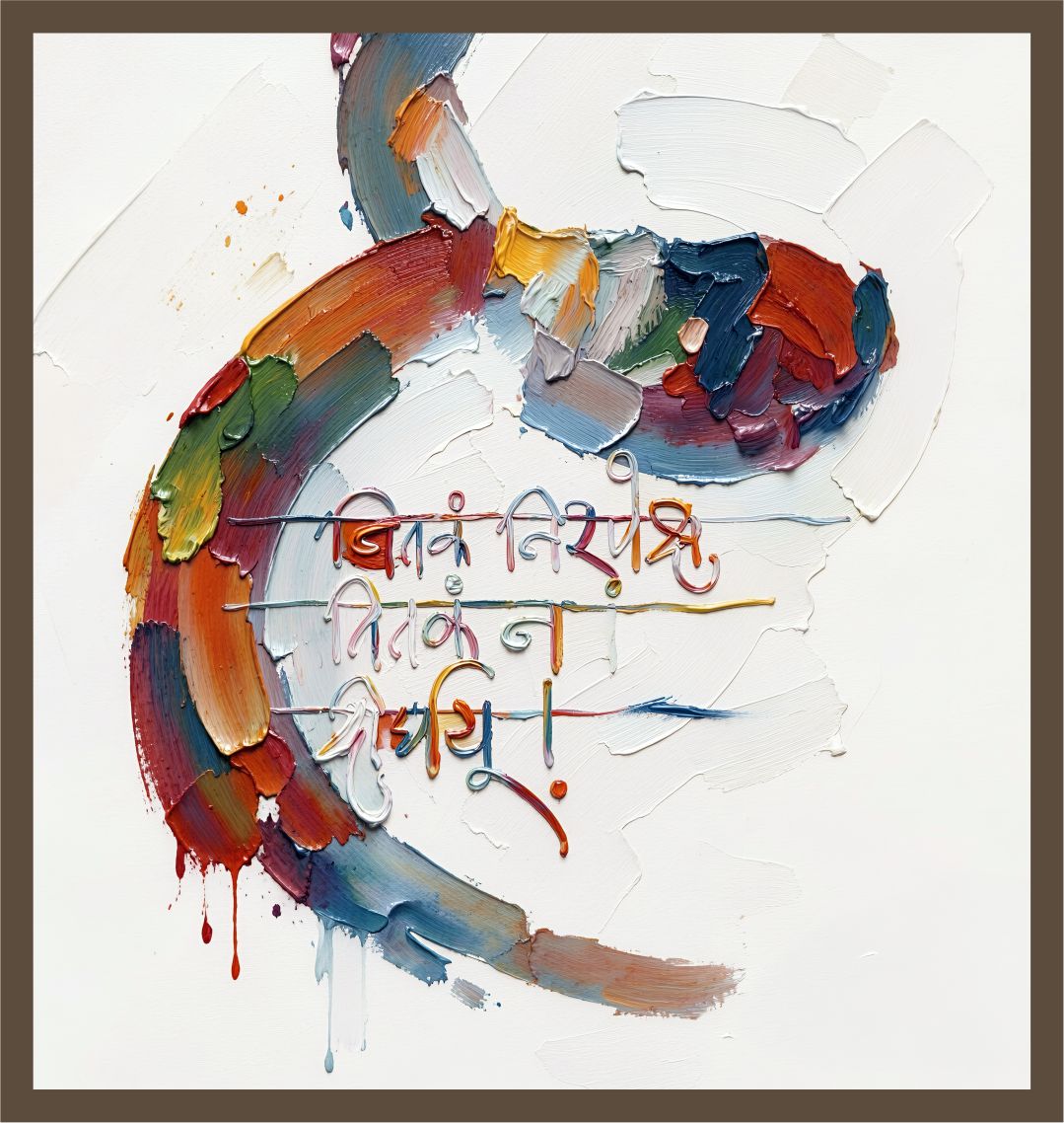 Scripted Curve painting, modern indian style, ideal for hallway spaces.